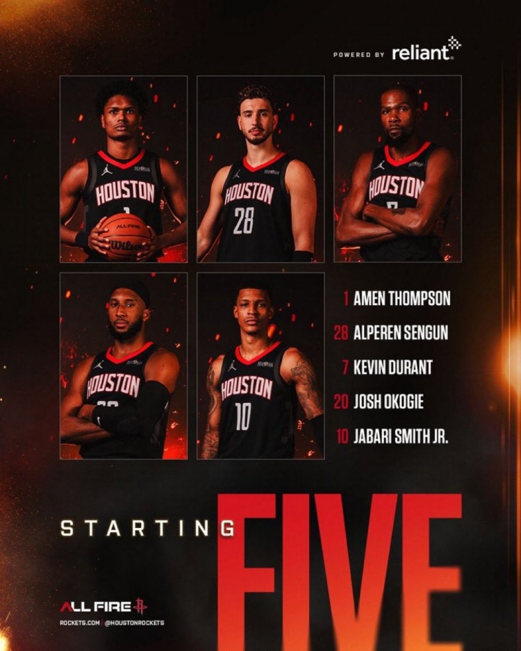 CCTV体育网-爱德华兹缺阵！火箭VS狼首发：阿门、奥科吉、KD、小贾、申京